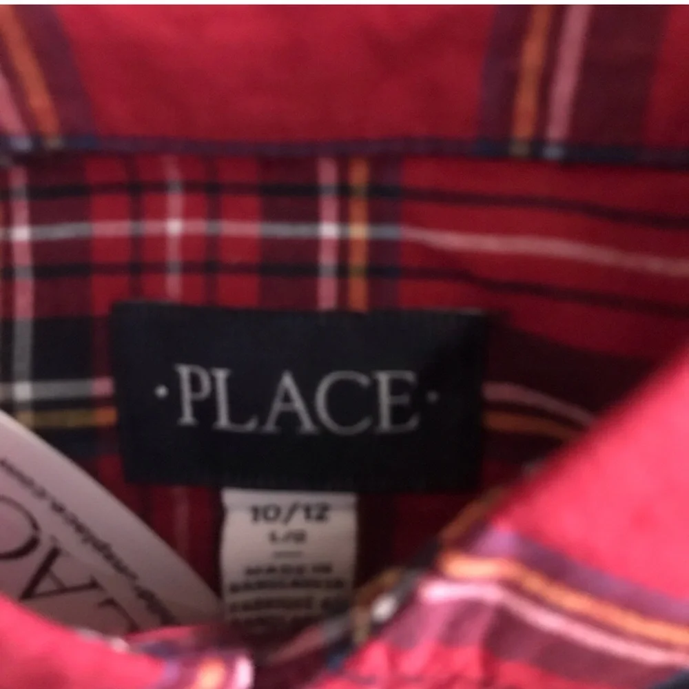 The Childrens Place Red Plaid Button-Up Shirt - NWT Size L